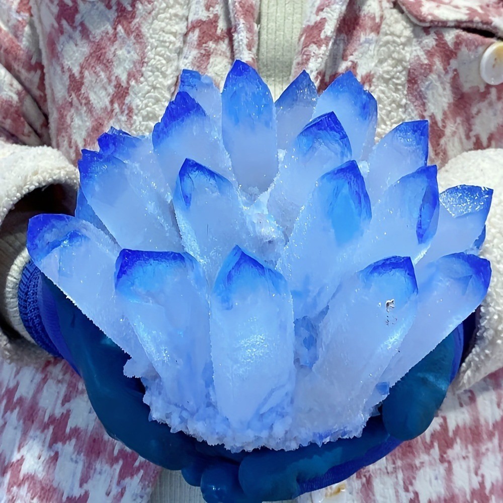 Artificial Blue Crystal Cluster Quartz Ornament Healing Decor Gift Reiki