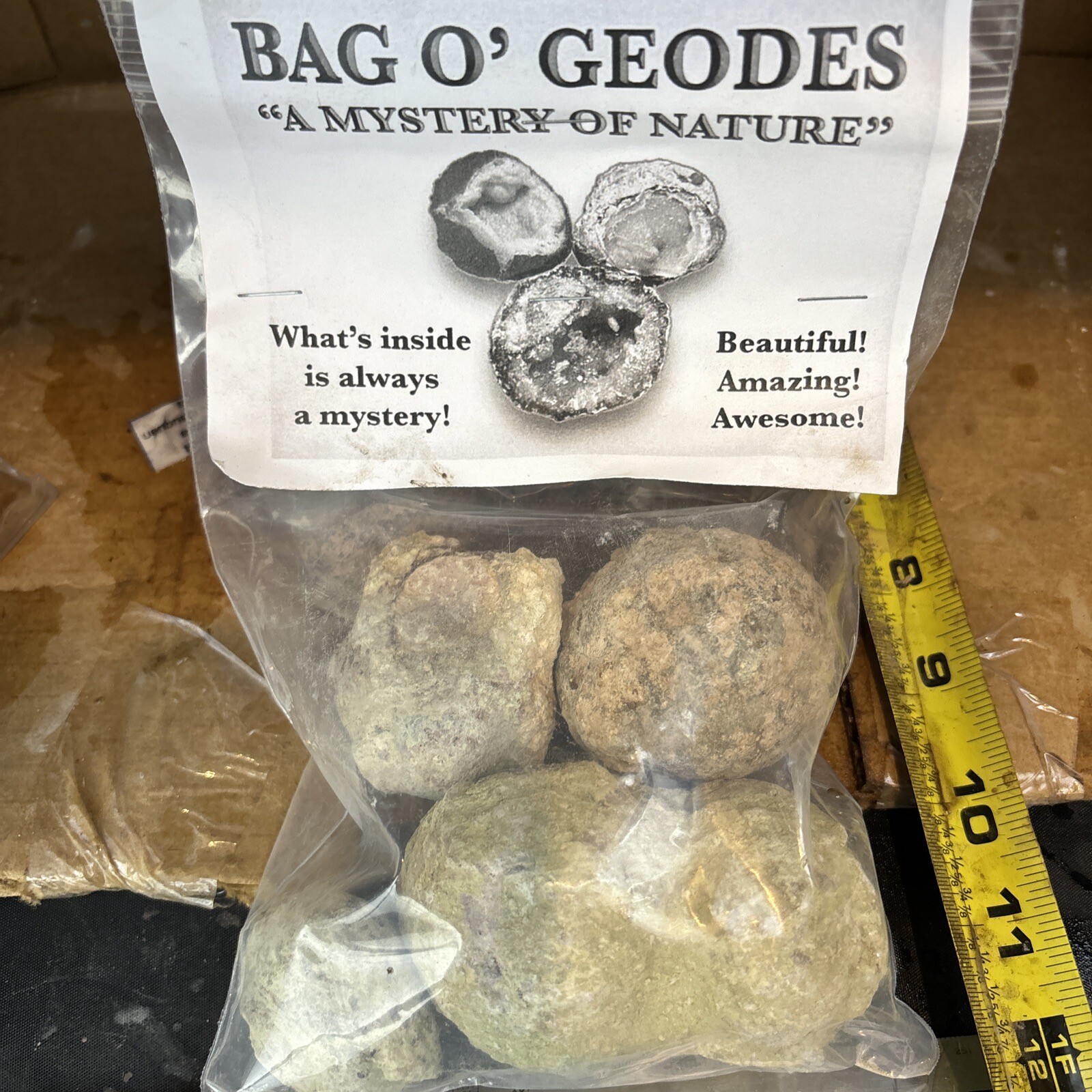 Bag of crack your own geodes three or four pieces one to 3 inches hollow