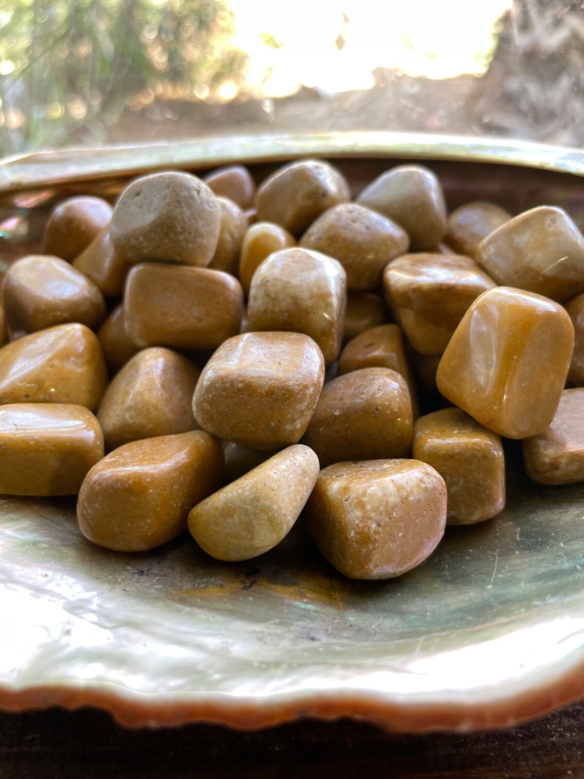 6x Yellow Jade Tumbled Stones 20-25mm Good Luck Healing Crystals Wealth Health