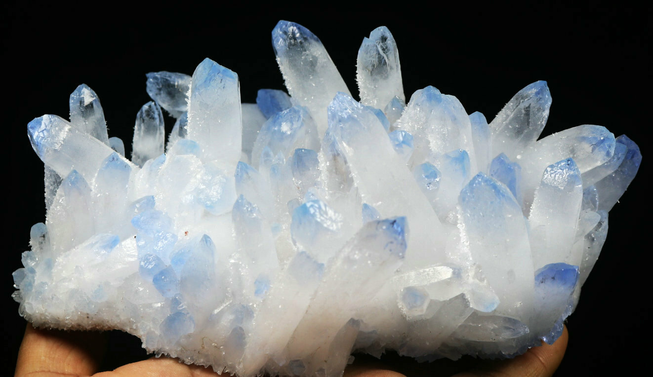 1.93lb Rare Beatiful Blue Tibetan Ghost phantom Quartz Crystal Cluster Specimen