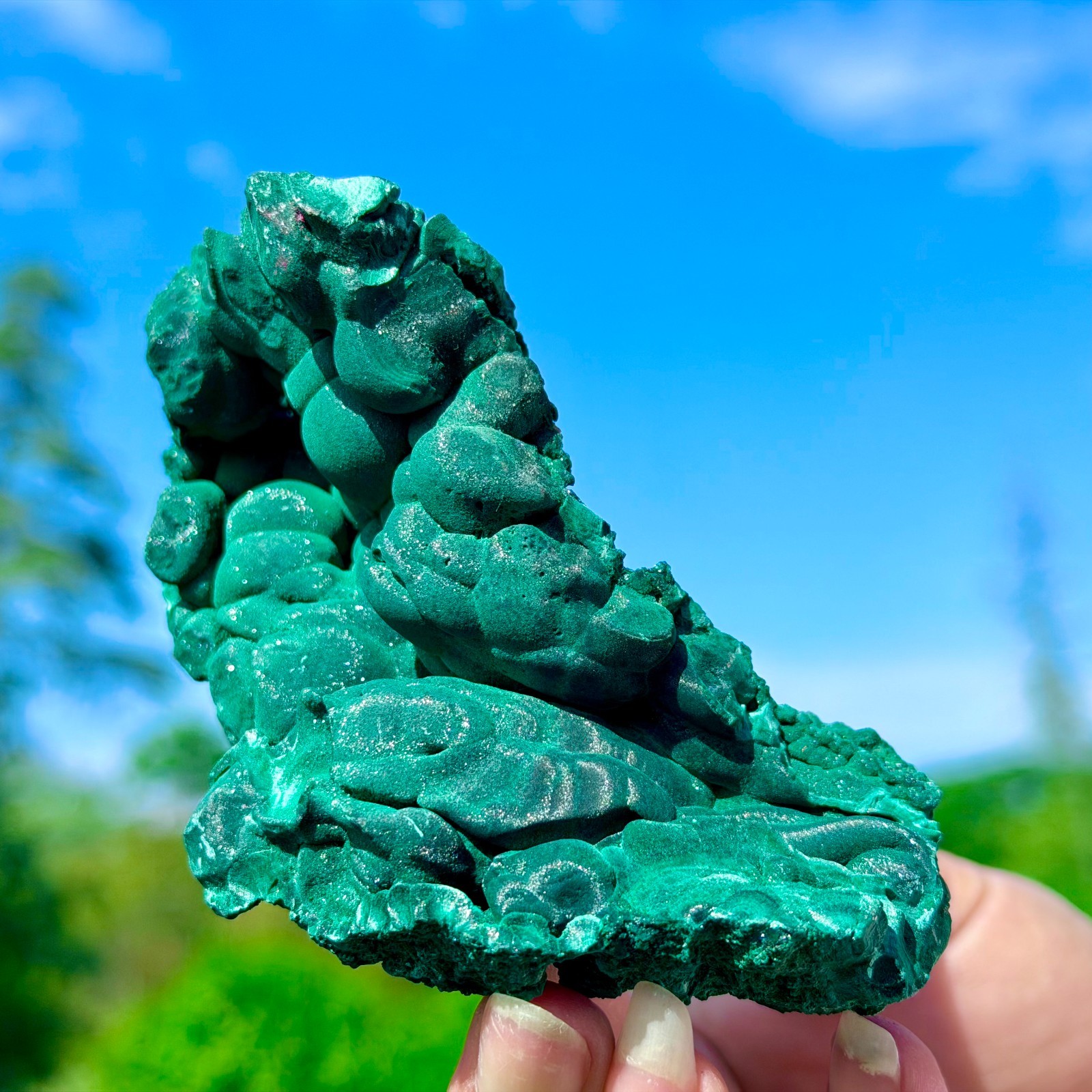 253G Natural VELVET Malachite cat’s eye specimen crystal rough mineral-Congo