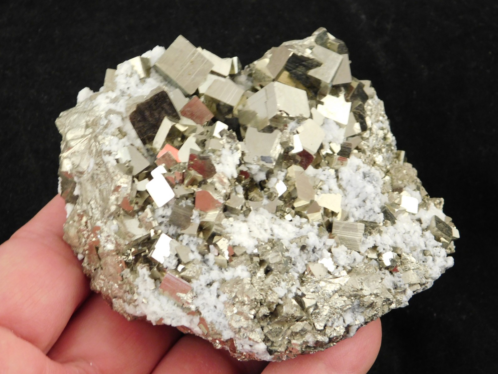 LARGER! 100% Natural PYRITE CUBE Cluster with Druzy Calcite Peru 490gr