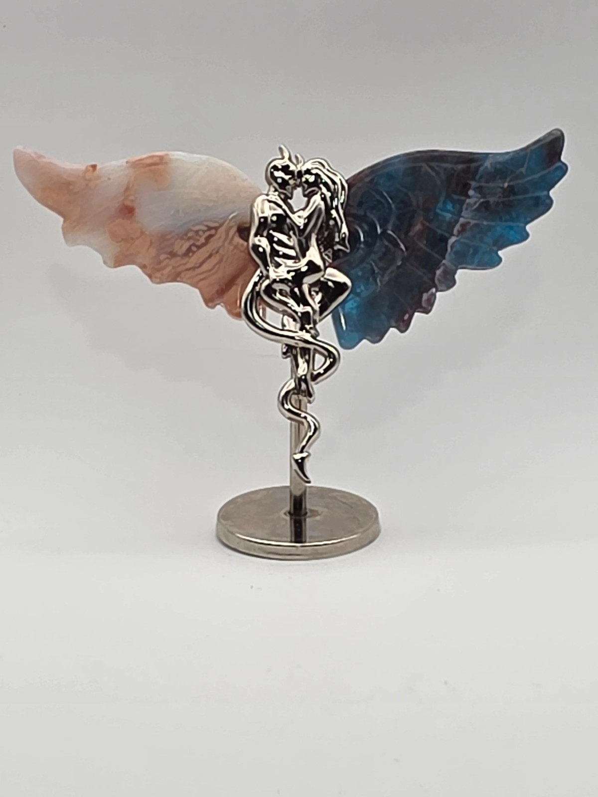 🌈 Pink Agate and Blue Apatite Forbidden Love Mini Wings (2.5″)