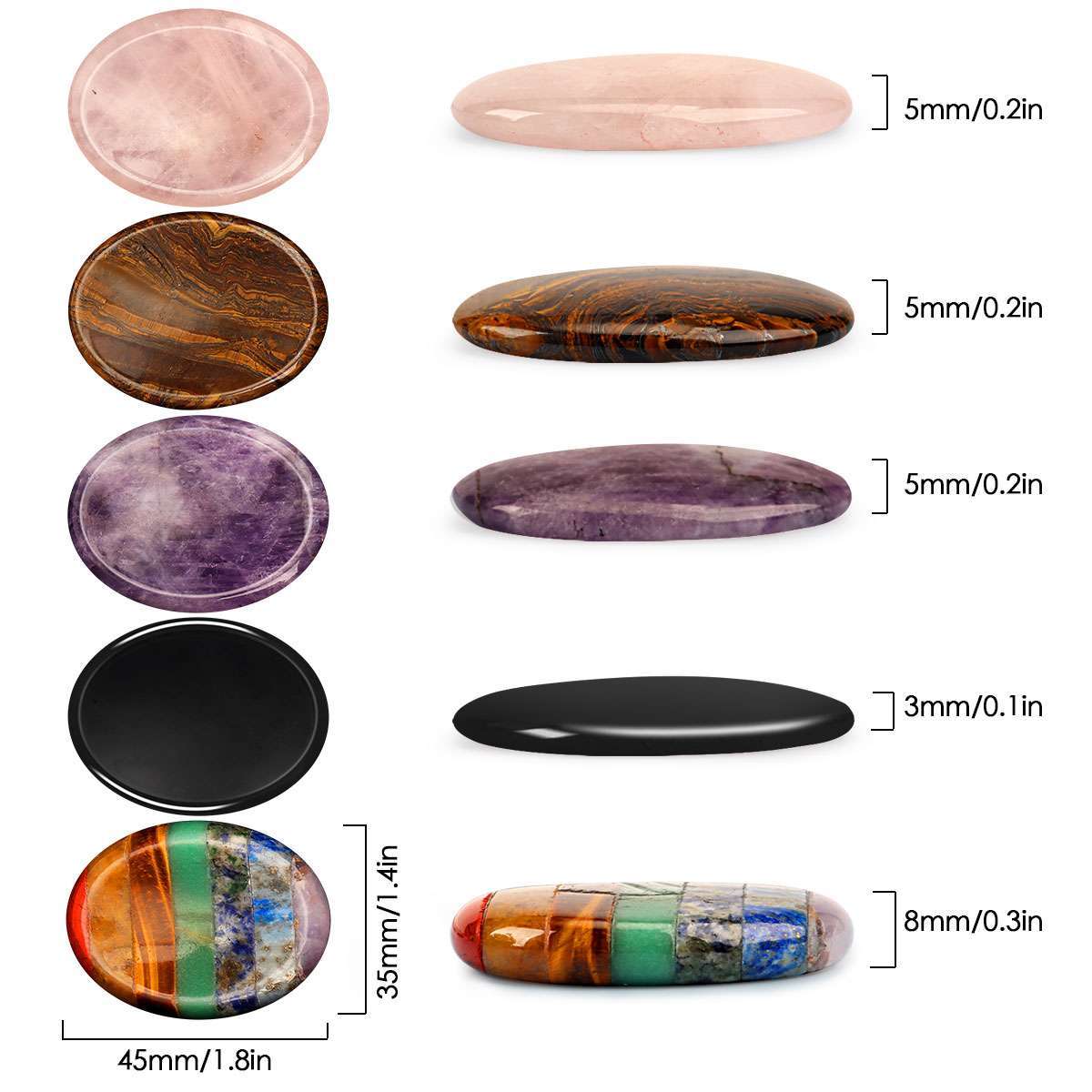 Healing Crystal Oval Thumb Worry Stone Pocket Palm Stone Chakra Reiki Meditation