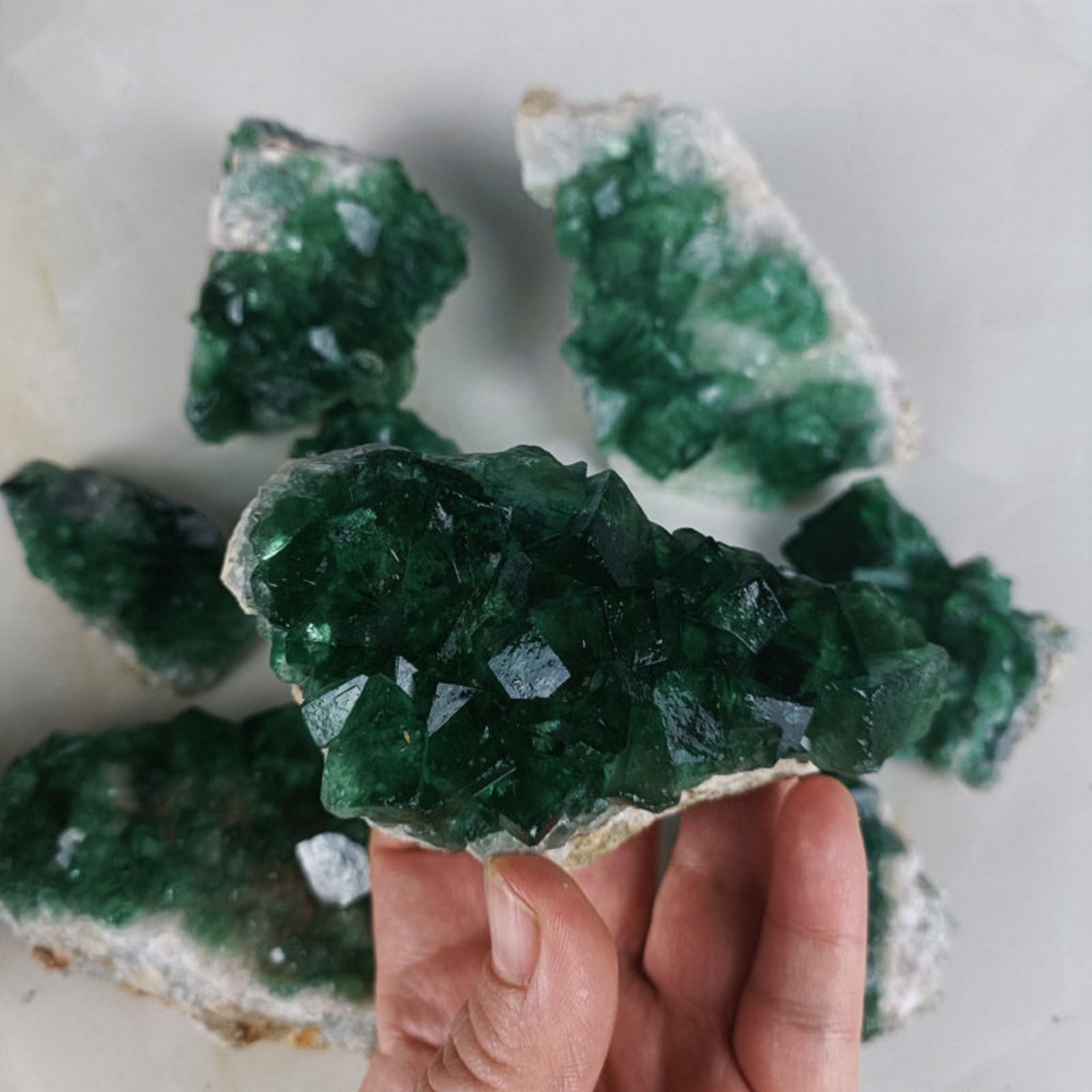 Natural Green Fluorite Crystal Cluster Raw Mineral Stone Home Decor