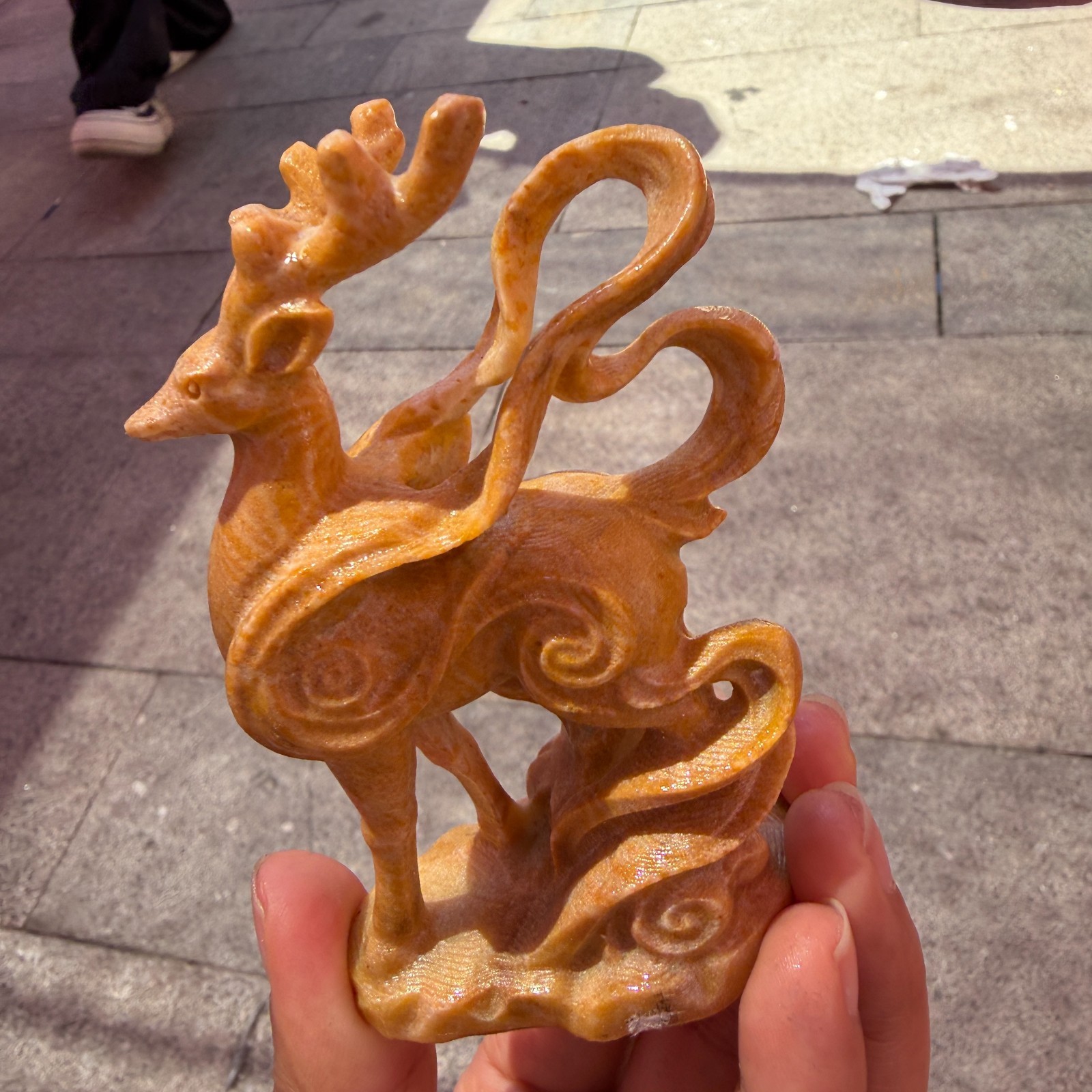 1pc Natural yellow jade Crystal Carved deer skull Stone Decor gift