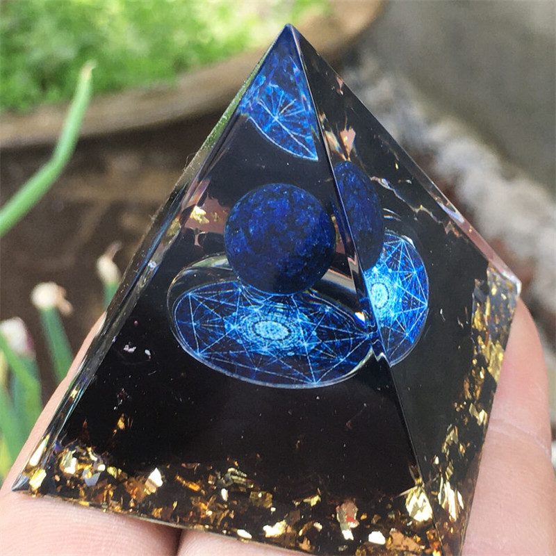 Reiki Energy Healing Large Chakra Orgone Orgonite Obsidian Crystal Pyramid