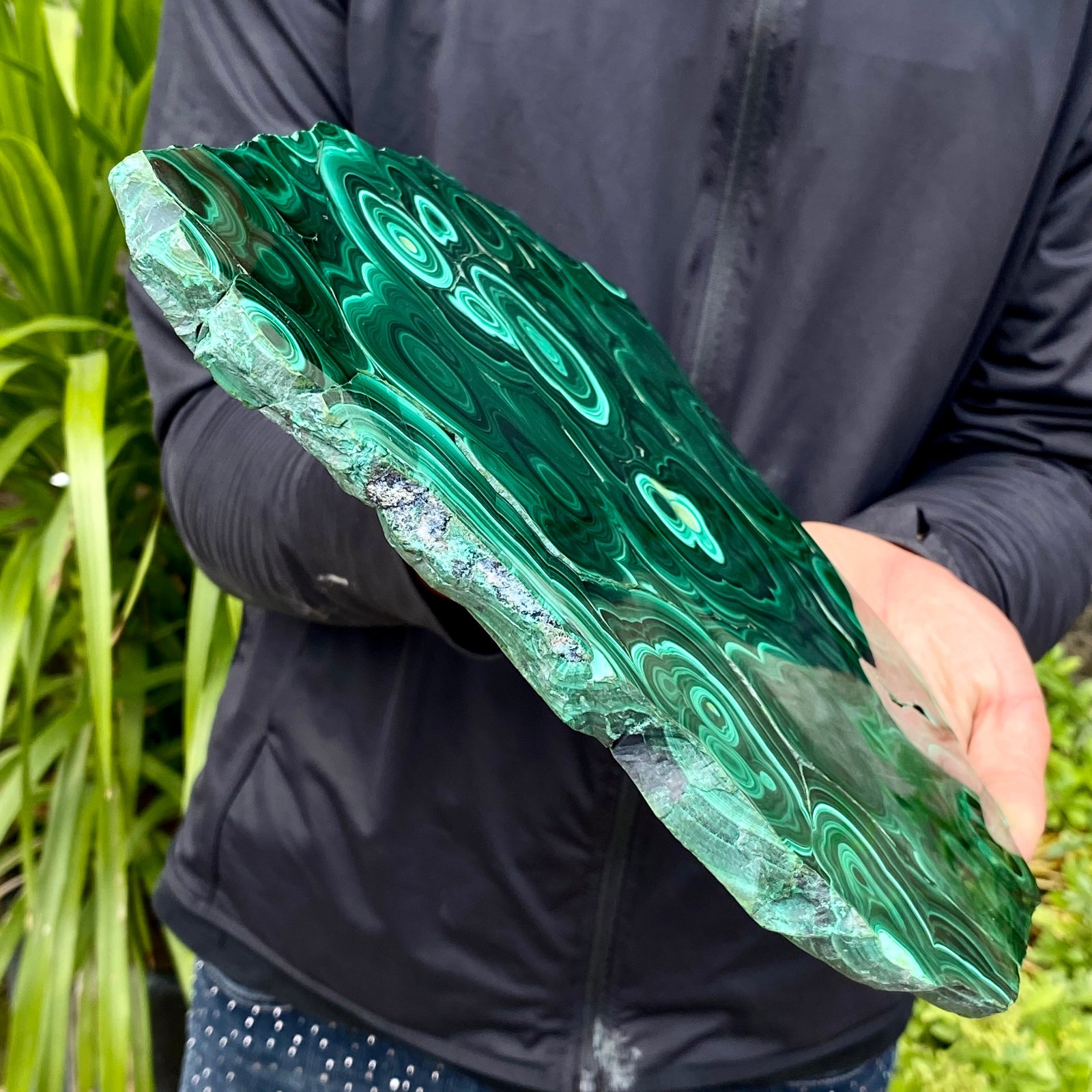 4.67LB Natural malachite slice quartz crystal luster mineral specimen