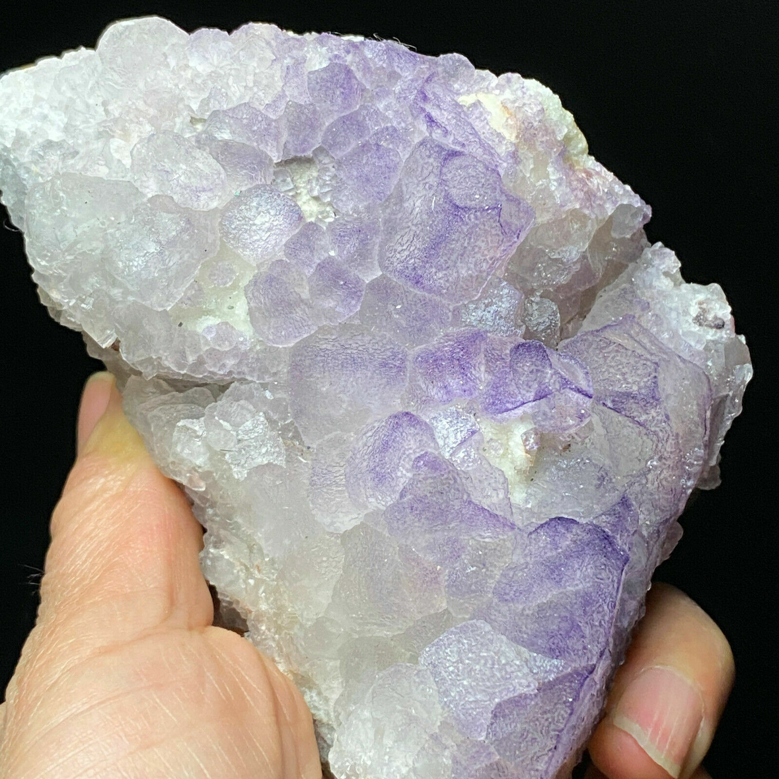 388g Translucent Purple QR Code Fluorite & White Quartz Mineral Specimen
