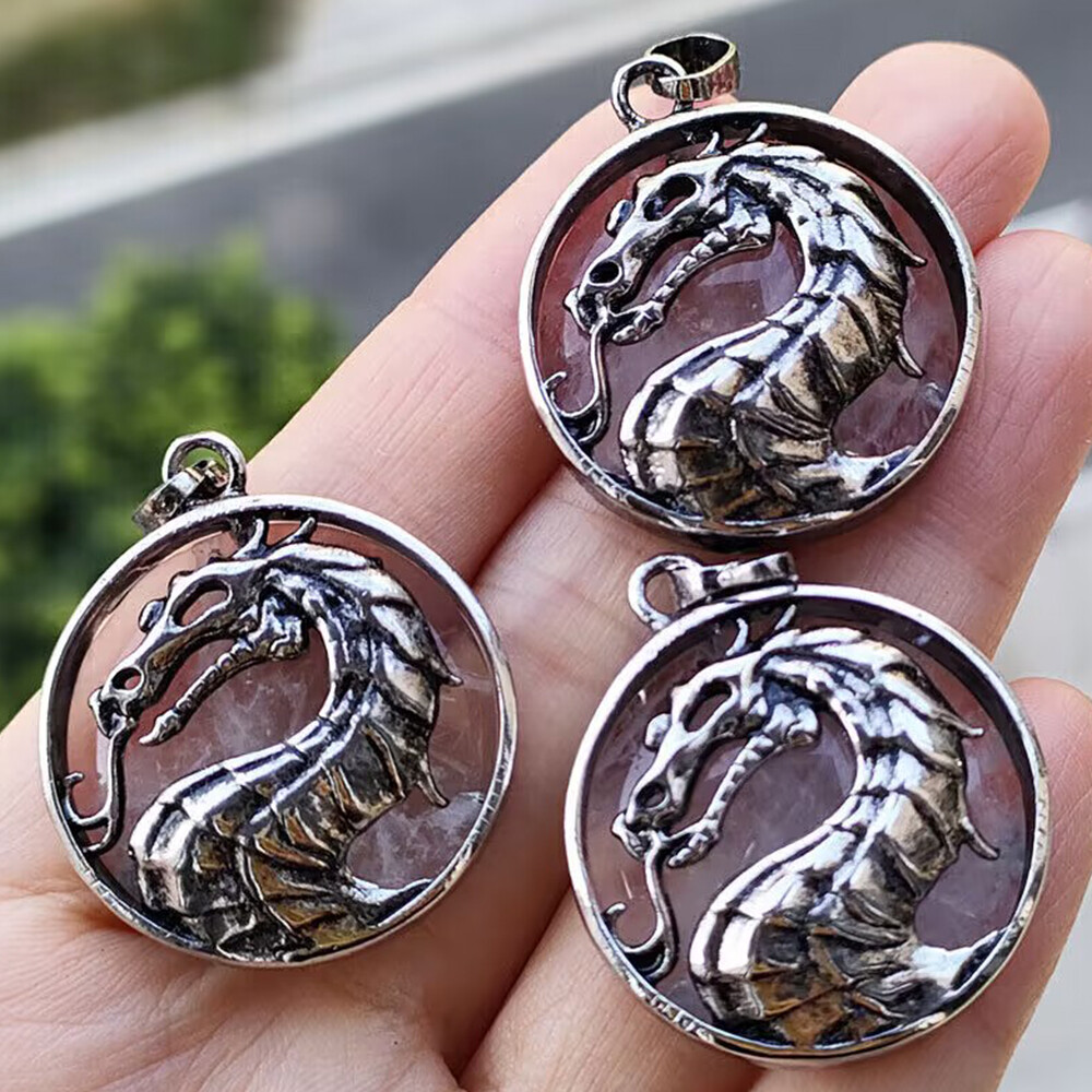 1x Natural Round Crystal Chinese Dragon Pendant Stone Jewelry Healing Reiki Gift