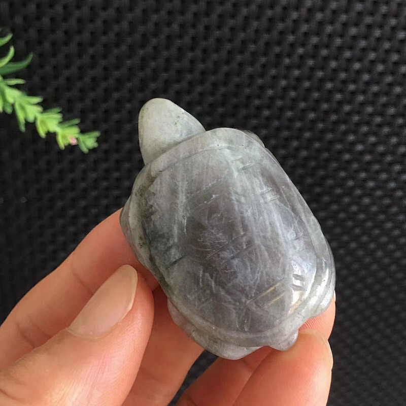28g Purple Flash Labradorite Stone Tortoise Carving Small Size Quartz Crystal