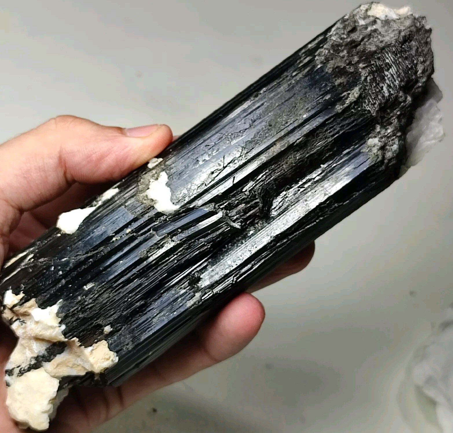 17cm Huge Black Tourmaline(Schorl) Specimen Combined With Albite-Shigar ,Pak.