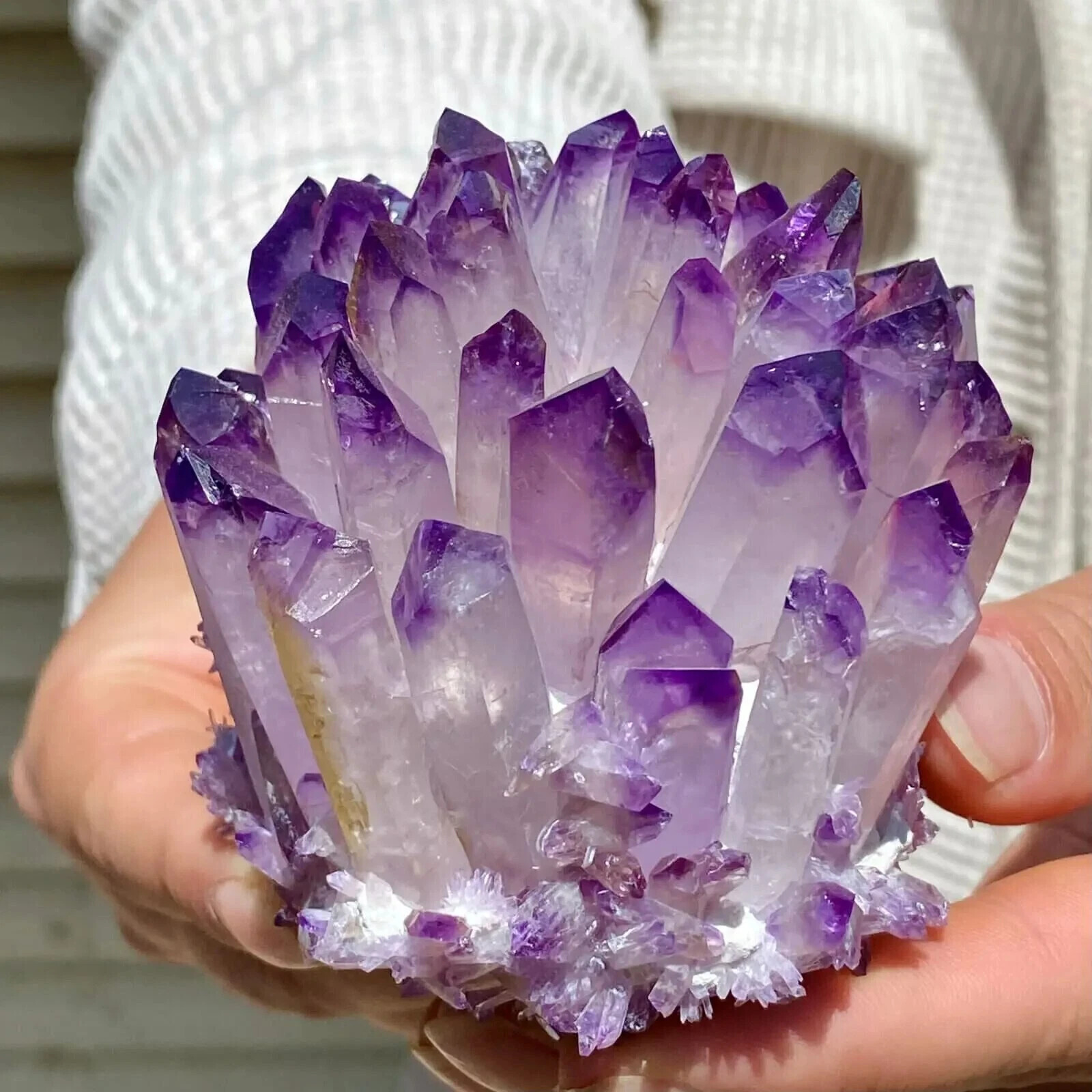 2026 NEW Light Purple Phantom Amethyst Cluster Crystal Geode Specimens Ornament