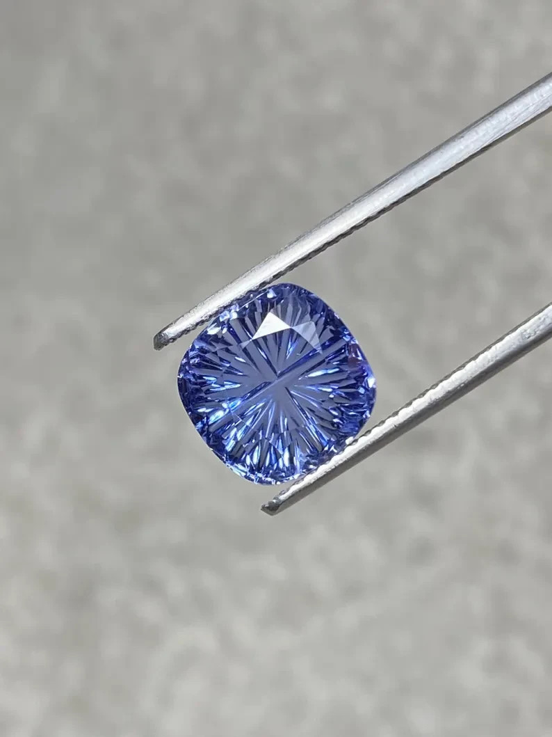 Lab Grown Blue Sapphire Cushion Fantasy Cut Gemstone 5.30 Ct (9x9mm)