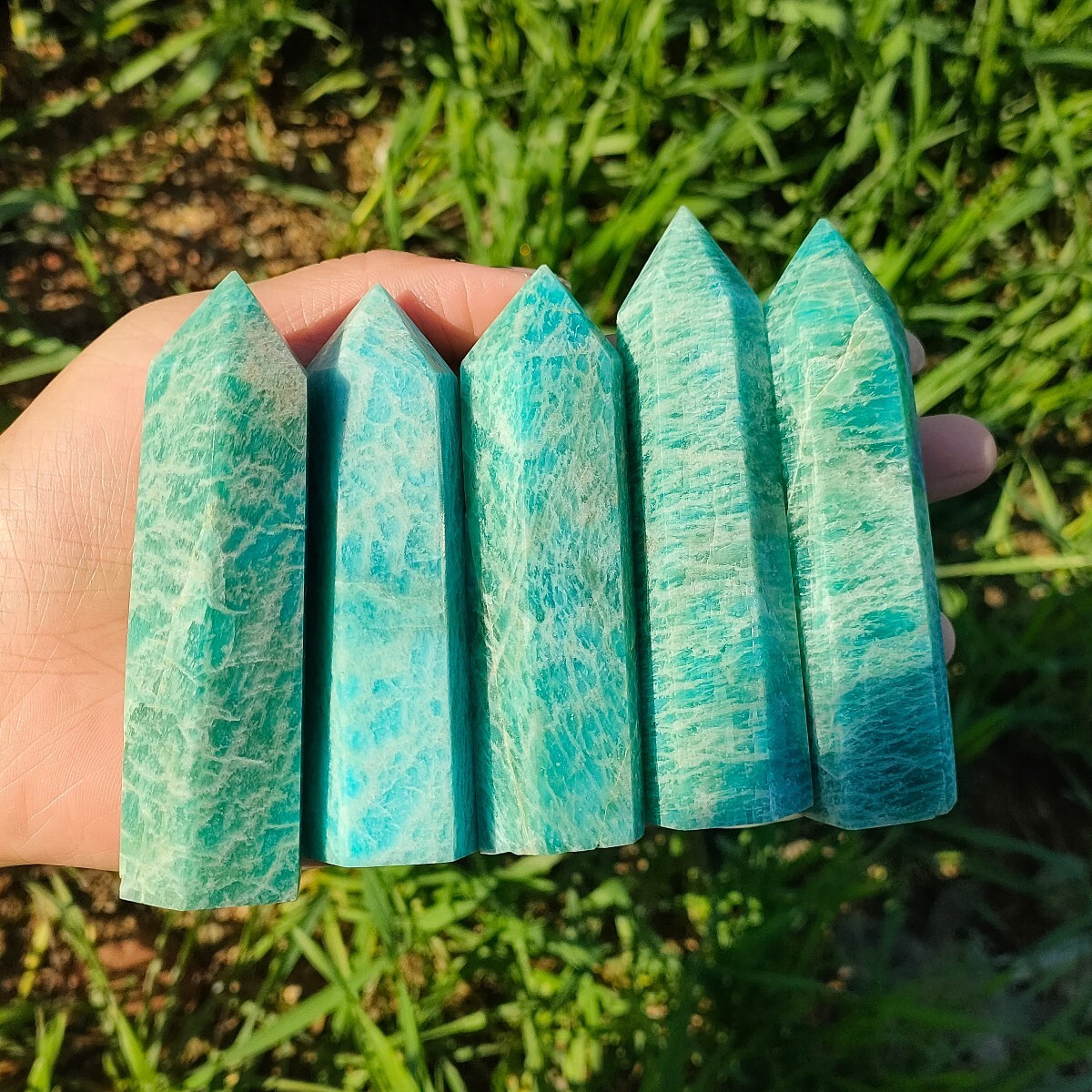 3 ~ 4 inch Amazonite Stone Tower Obelisk Wand Gemstone Mineral Specimen Decor