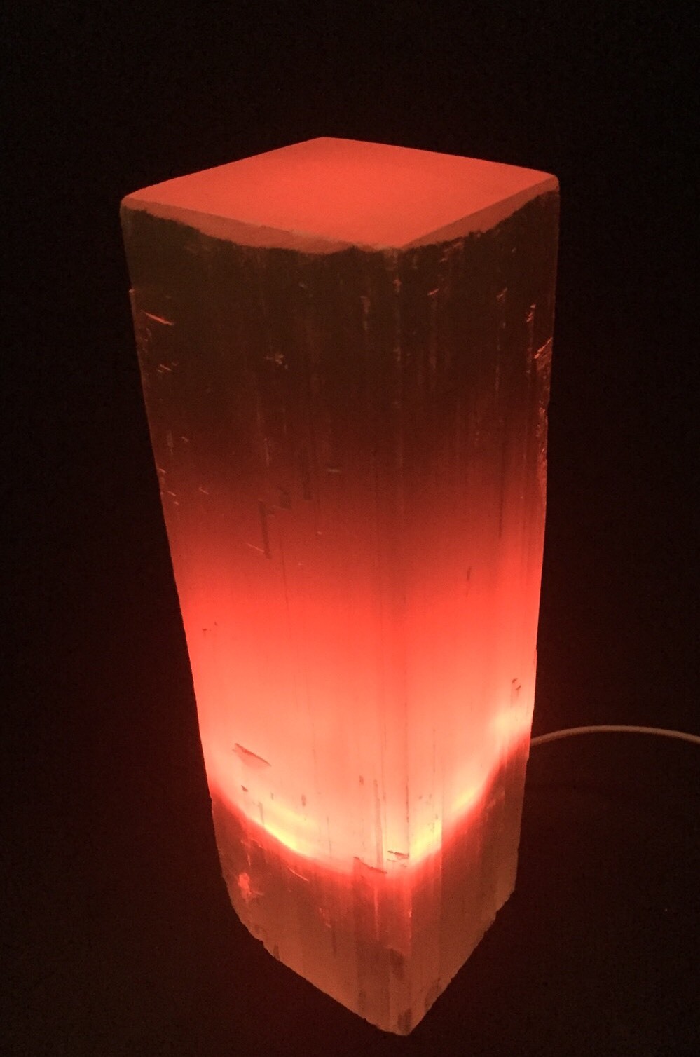 11.5″ Rectangular Selenite Lamp LED Color Selenite Tower Lamp Crystal Log Reiki.