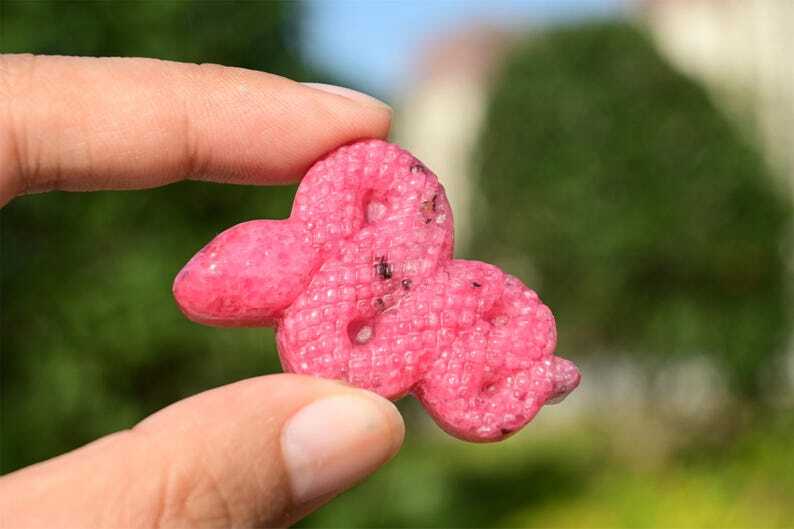 Natural Rhodonite Snake 1.6” Reiki Crystal skull carved Heal decor gift 1pc