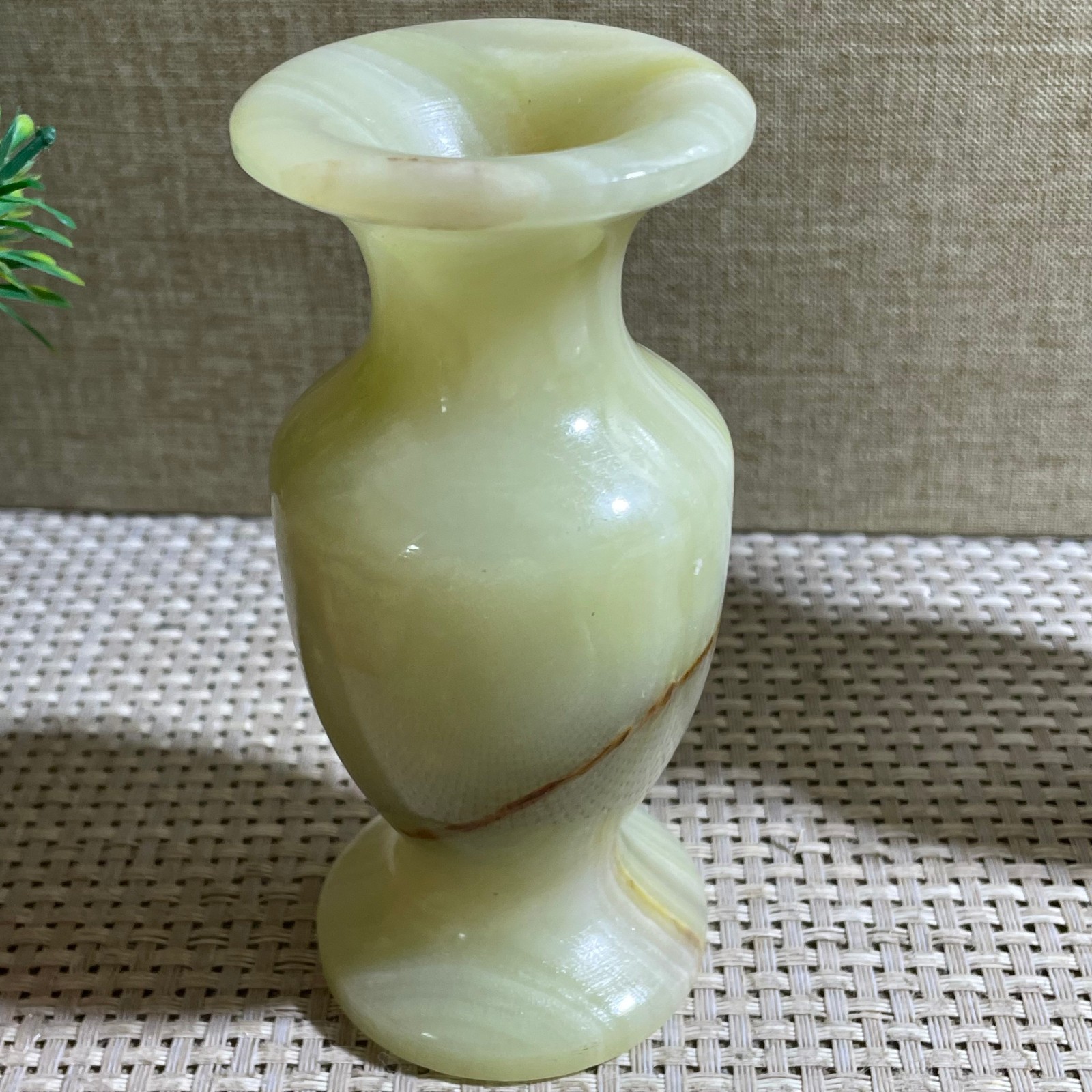 Afghan Jade, Banded Green Onyx Vase home decor 426g