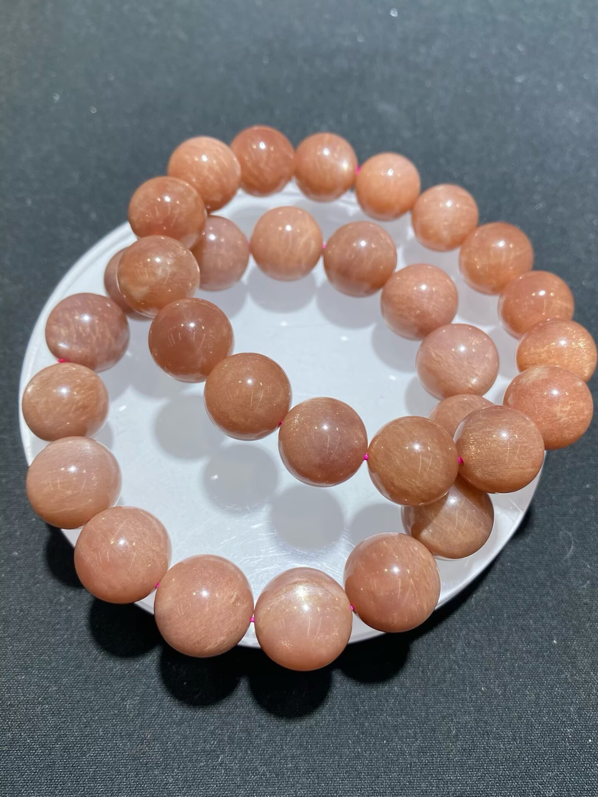 17mm Natural Sunstone bead Bracelet Reiki Crystal Quartz Healing Decorate 1pc