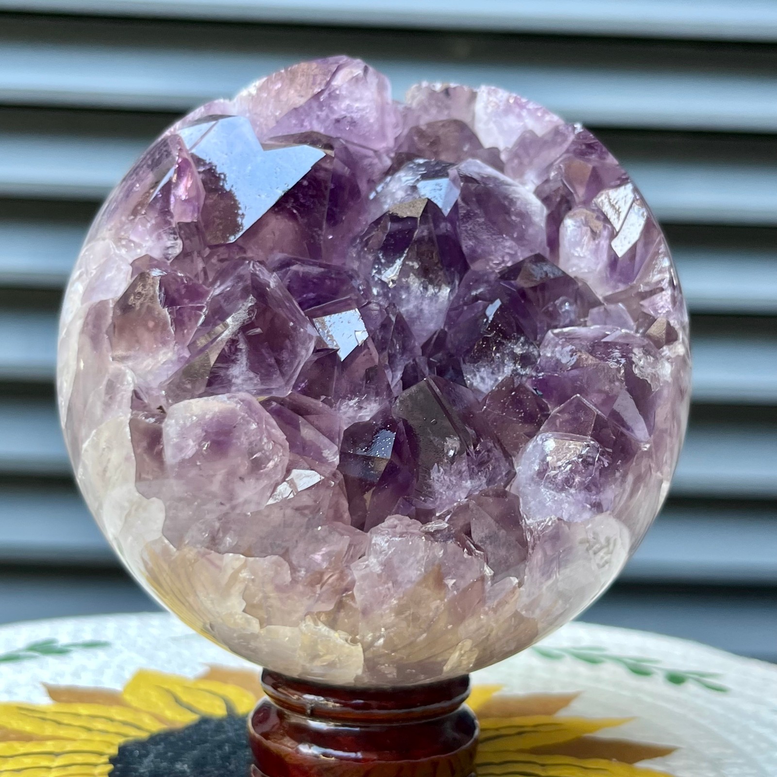 4.2 lb Amethyst Geode Crystal Sphere Natural Druzy Ball Agate Display Art Decor