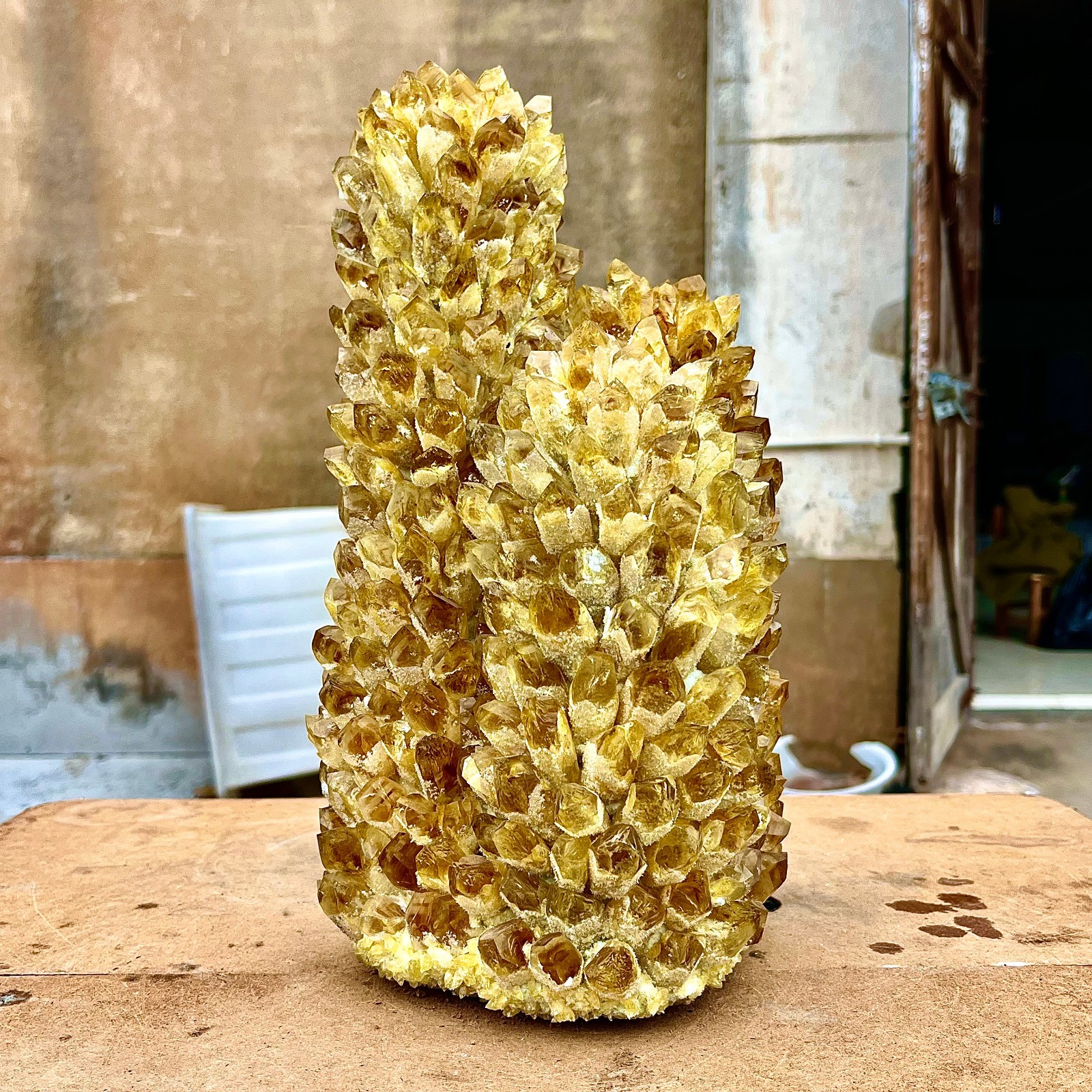 18.88LB Yellow Ghost Phantom Crystal Cluster Flower Raw Crystal Heal Quartz Deco