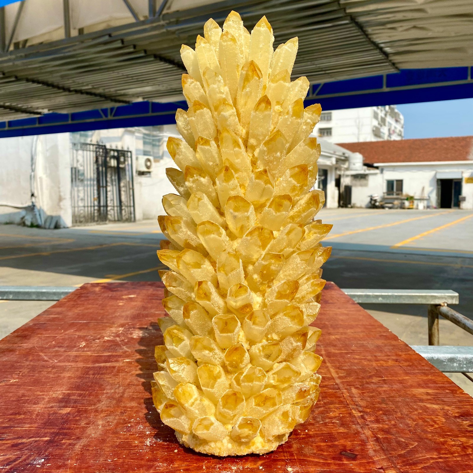 22.69LB New Find Yellow Phantom Crystal Quartz Cluster Mineral Specimen Healing