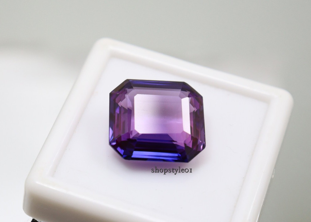 Natural Purple Amethyst 15.40 Ct – Radiant Cut Loose Gemstone (14.6 × 15.7 × 7.0