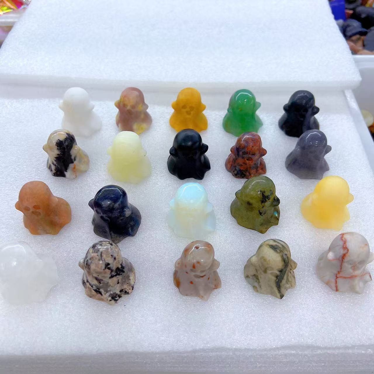 5pc wholesale Natural Halloween ghost skull Quartz hand Carved crystal gift