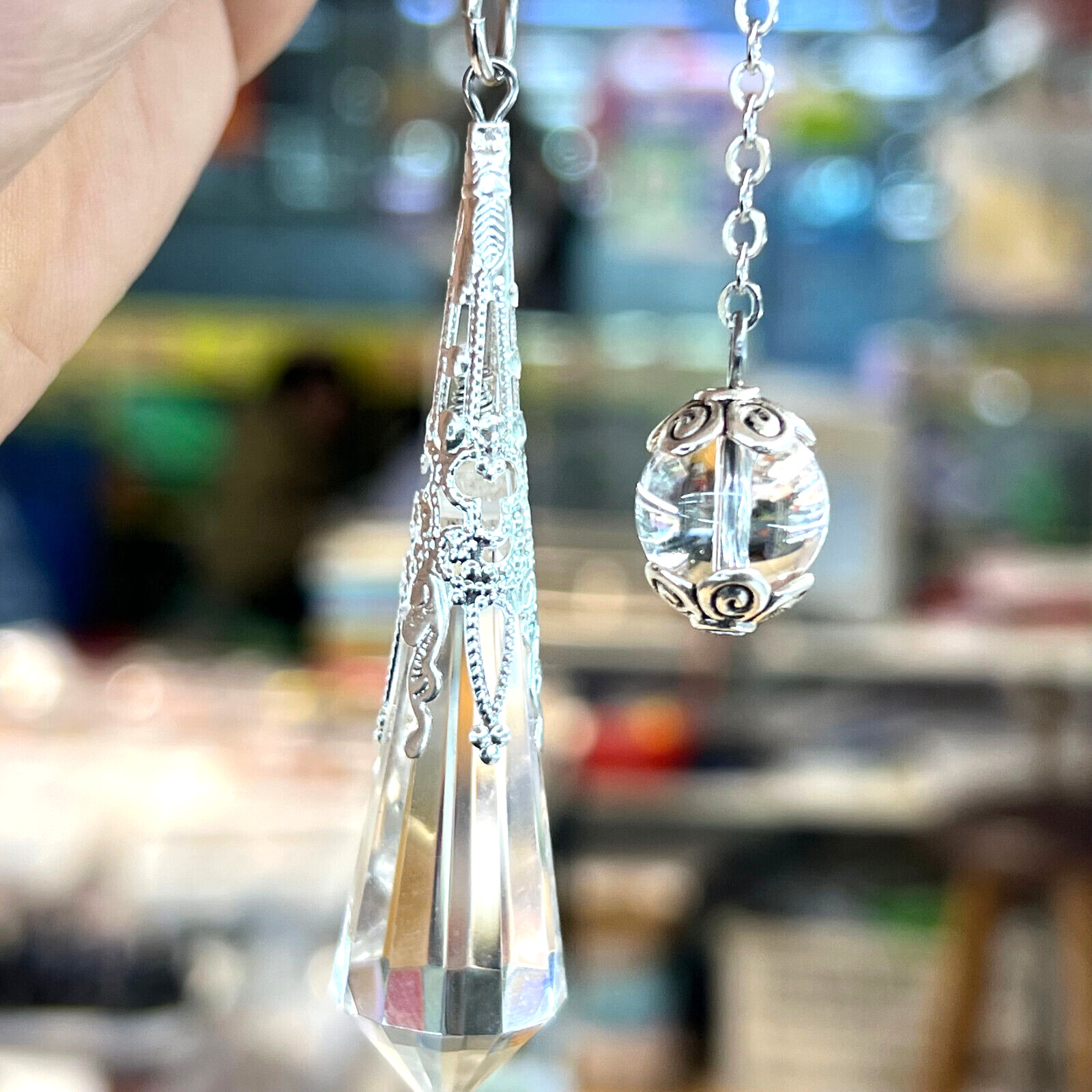1pc Naturalcrystal Gemstone Point Pendulum Dowsing Crystal Dowser Chakra Healing