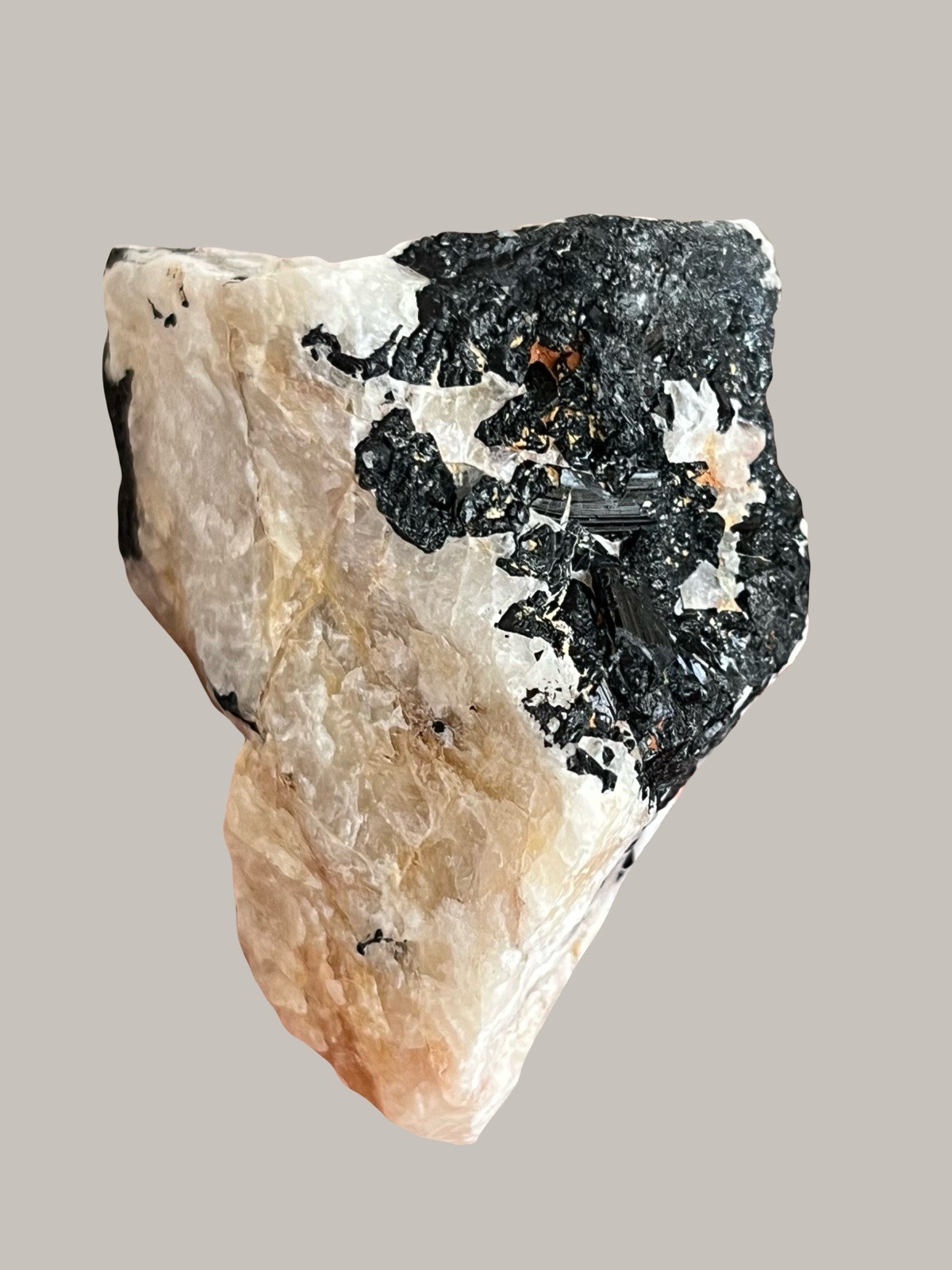 Black Tourmaline And Quartz Specimen.Crystals Gemstones Rocks Minerals