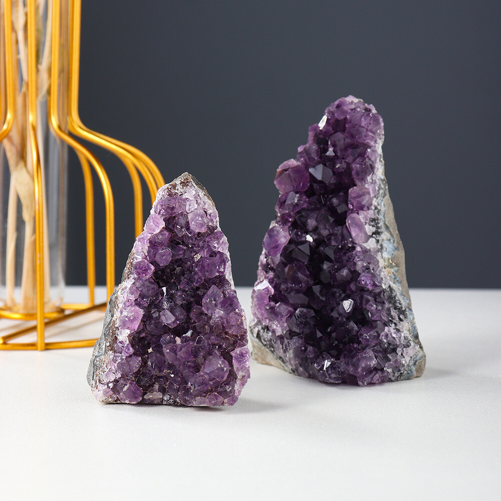 Natural Amethyst Quartz Geode Crystal Cluster Healing Specimen Decoration DIY