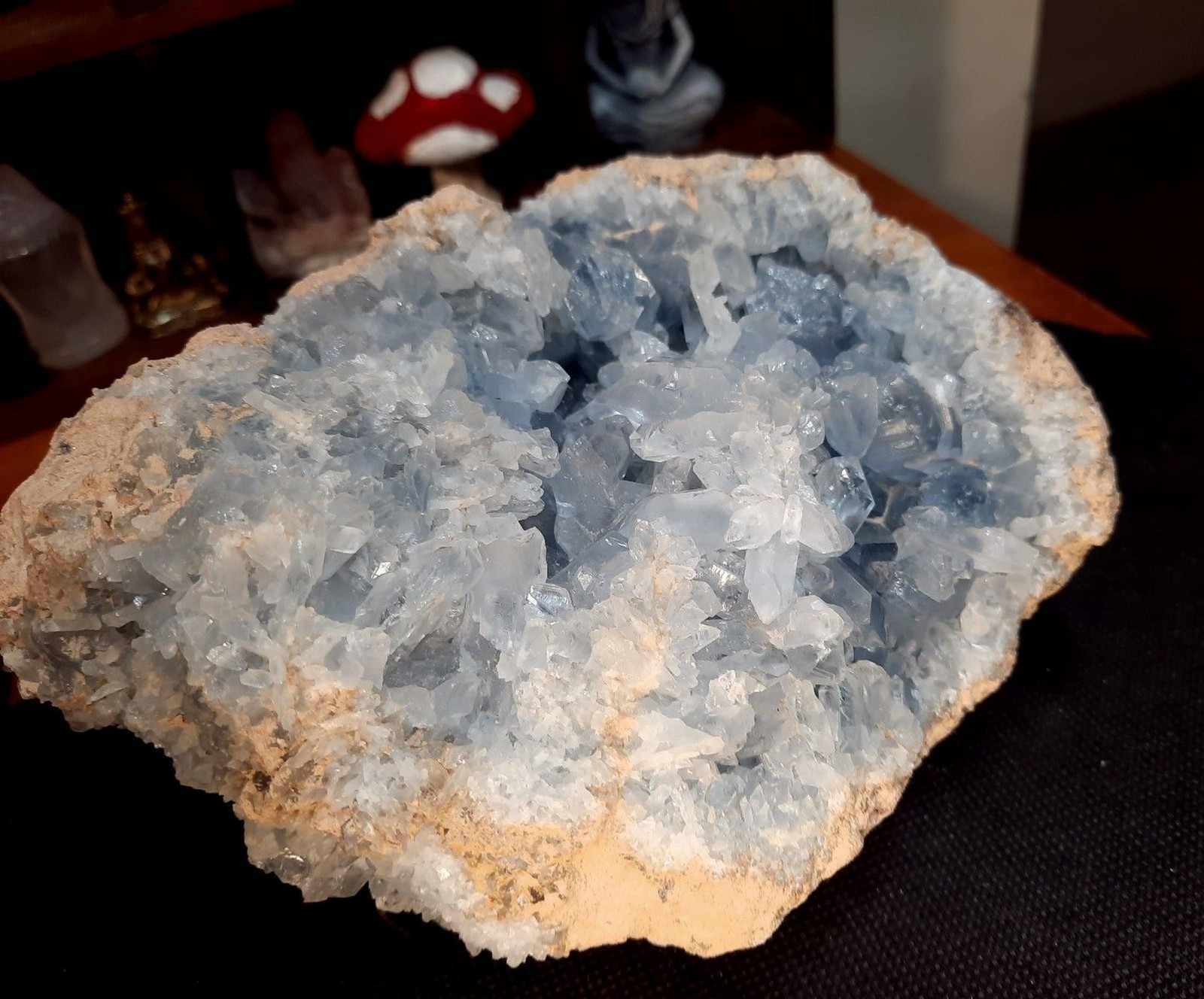 5.19 lb Madagascar High-Grade Blue Celestite Quartz Crystal Geode Cluster