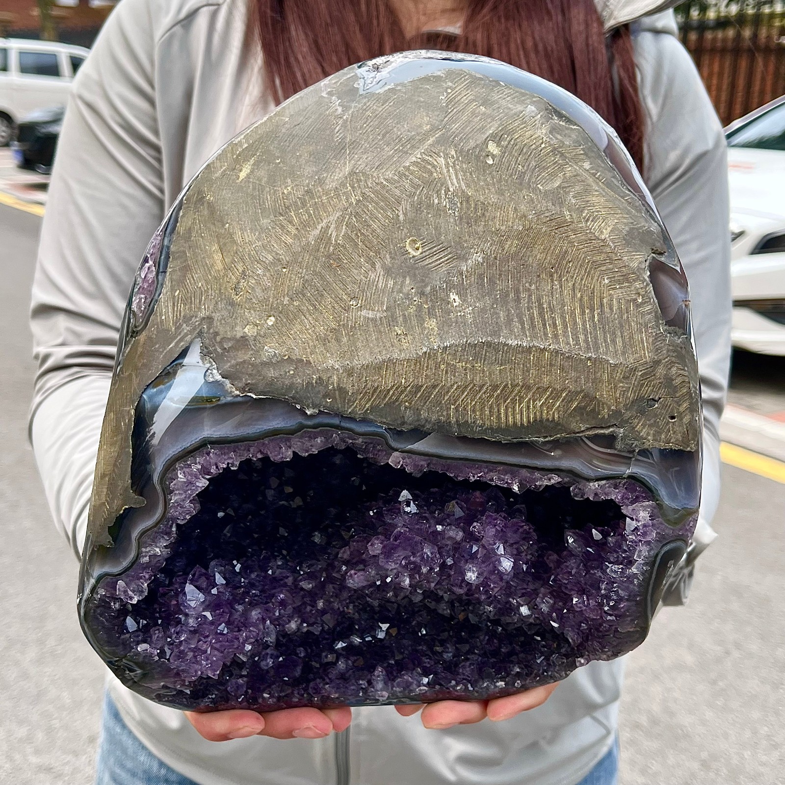 15.23LB High quality amethyst agate coin bags attract wealth crystal specimens