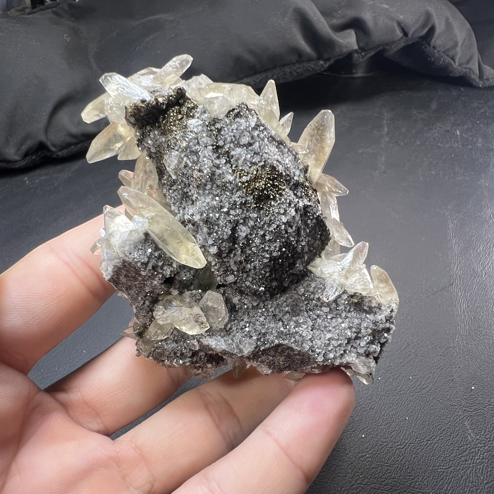 Calcite Crystal with Chalcopyrite Dolomite Matrix / Missouri