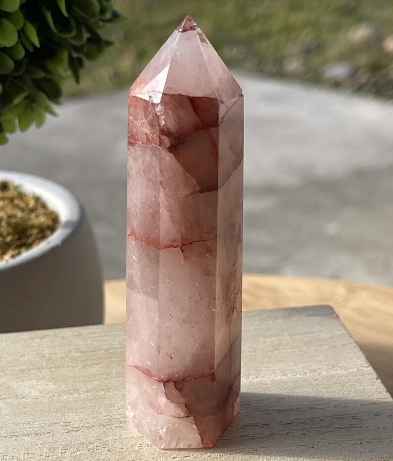 Natural Fire Quartz Tower • Unique Stone Home Decor • reiki Mineral specimens