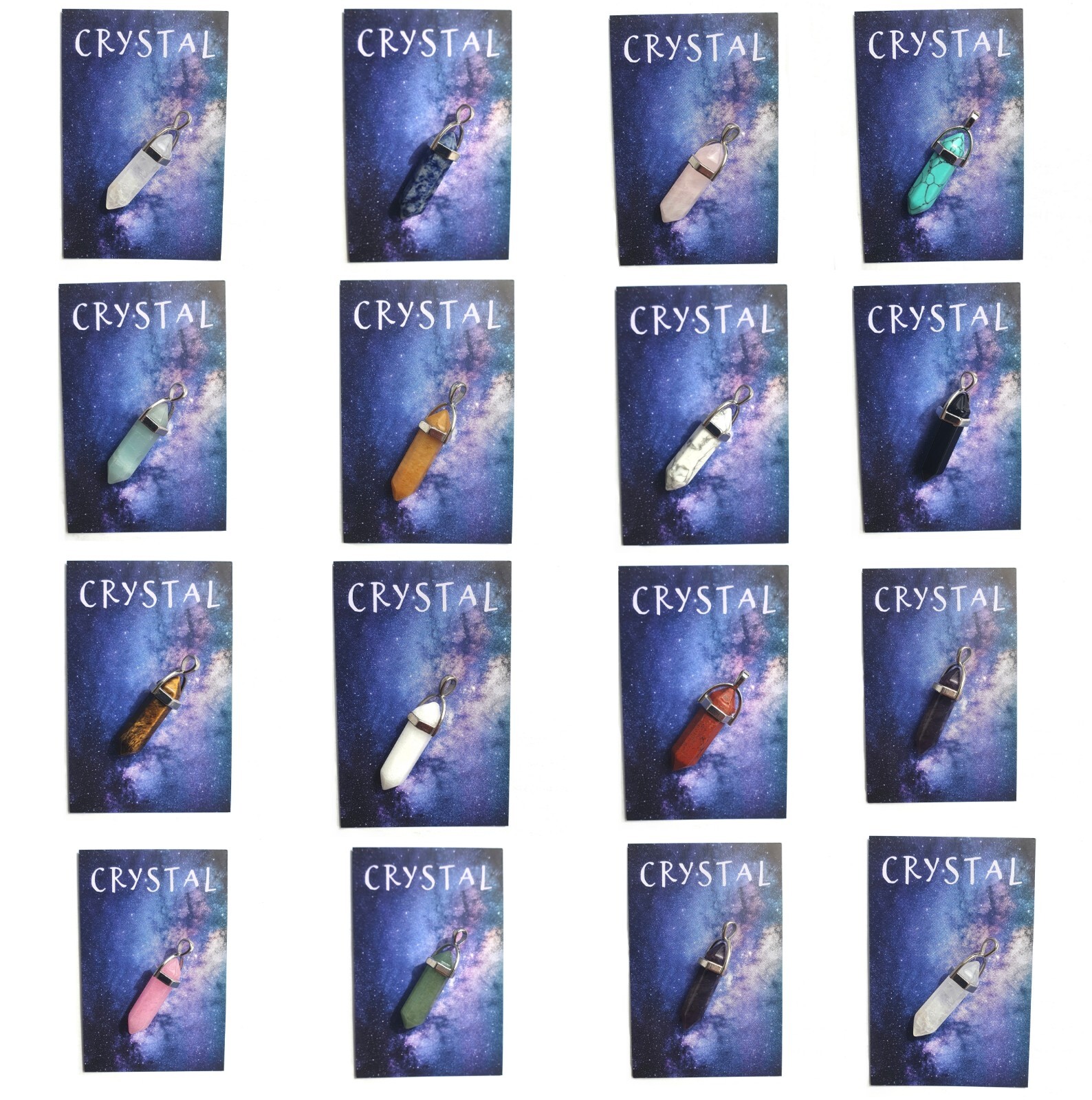 Choose 2 Natural Crystal Chakra Healing Point Cut Reiki Quartz Gemstone Pendant
