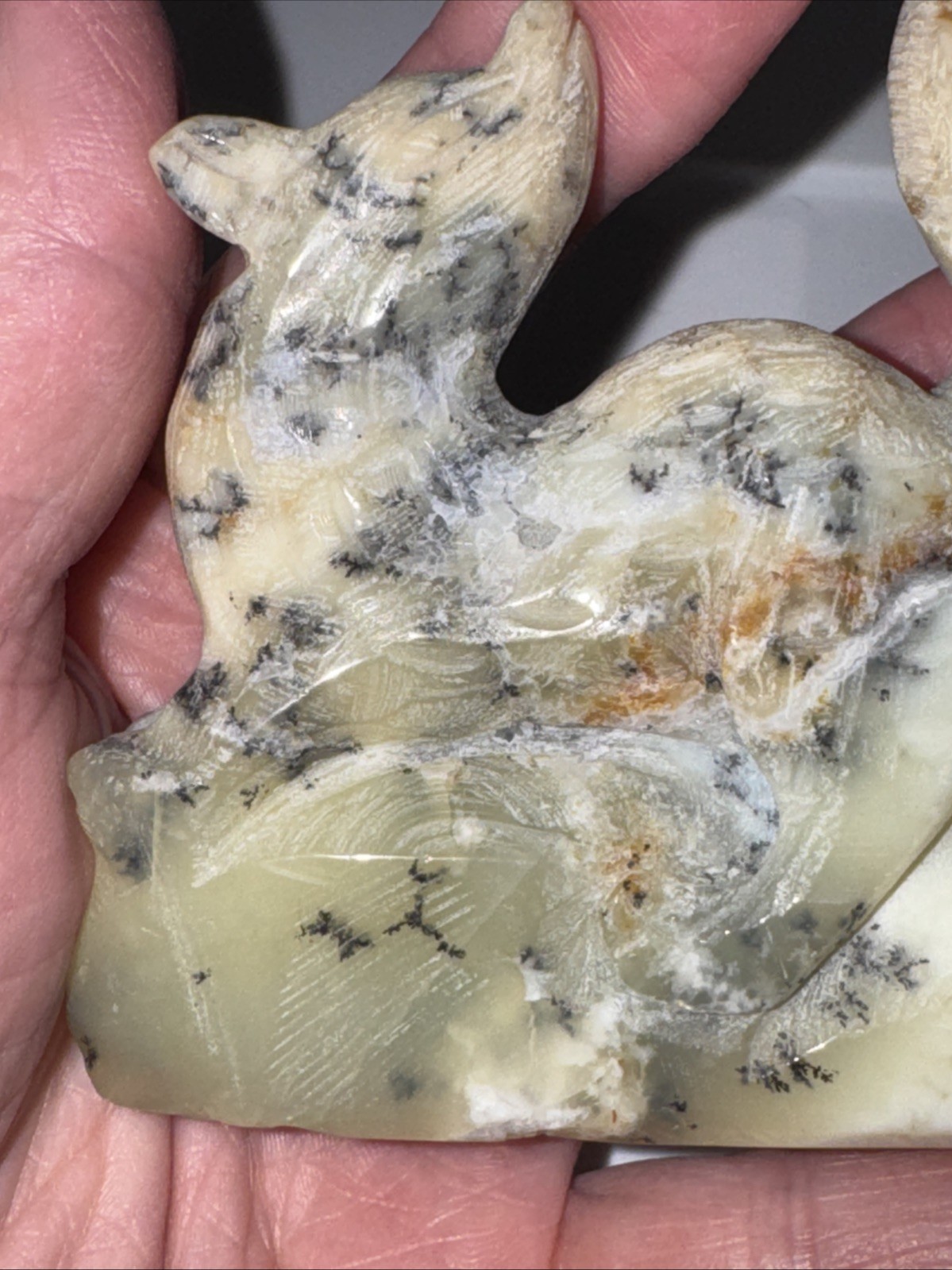 Dendritic Agate Nine Tail Fox. Some Points of The Tail Are Irregular See Photos