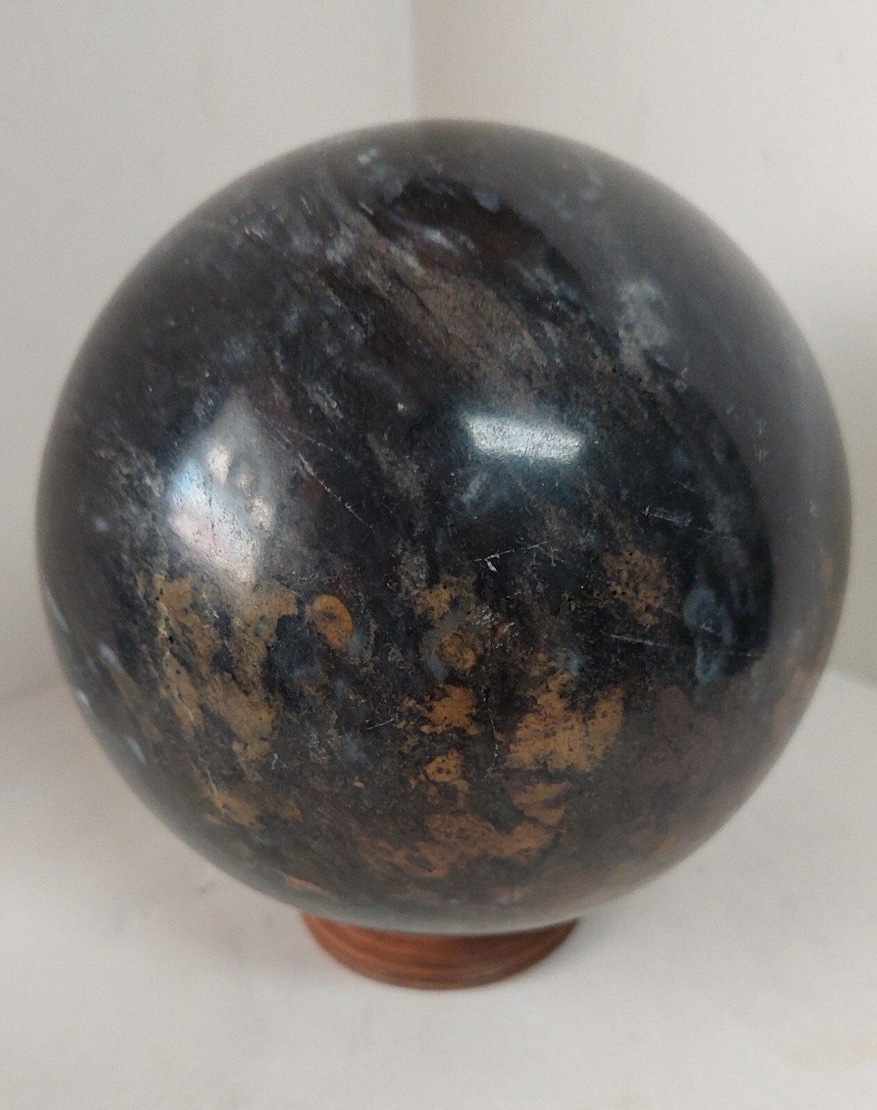 Large 4″+ Dark Obsidion Bloodstone Polished Stone Sphere 1665 Grams Quartz Reiki