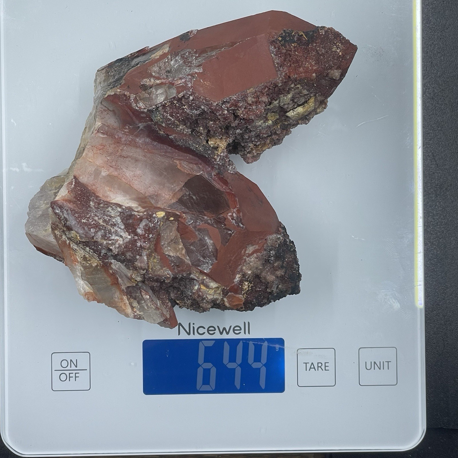 Crystal Red Hematite on Quartz Morocco 644g