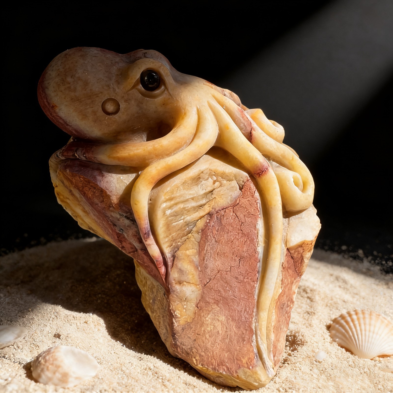 Hand-Carved Amazonite Octopus Sculpture, Natural Crystal Decor for Collectors