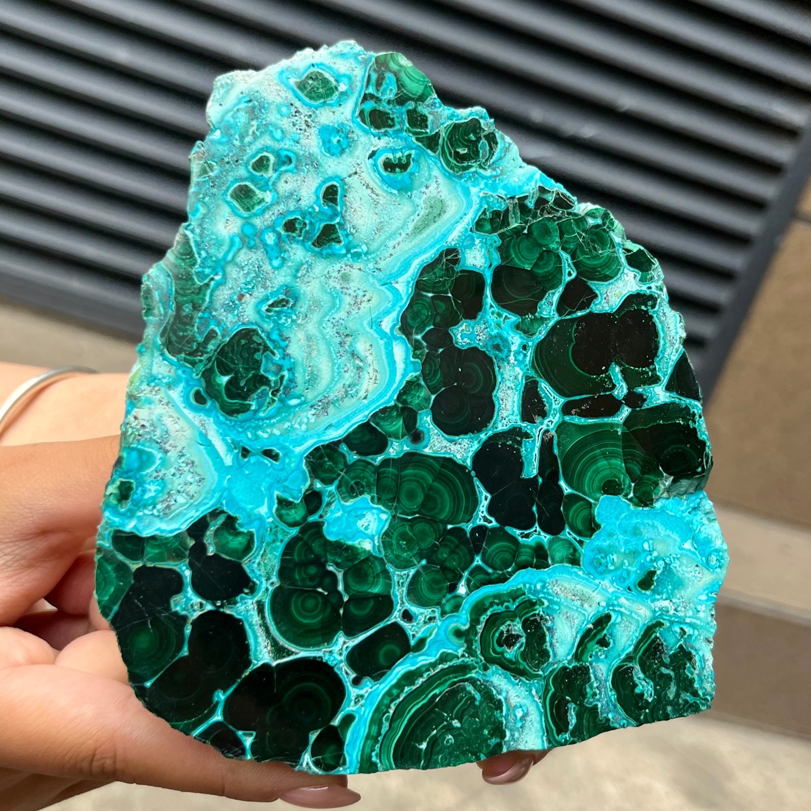 Natural Blue Green Chrysocolla Slice Polished Crystal Healing Stone 554 g