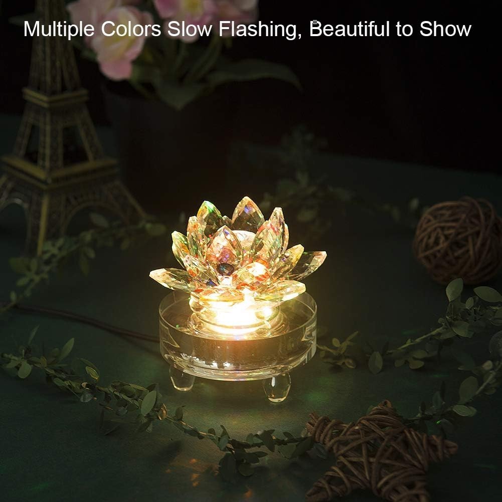 Round Crystal LED Display Stand – Multi-Color Light for Sculptures and Glass Art