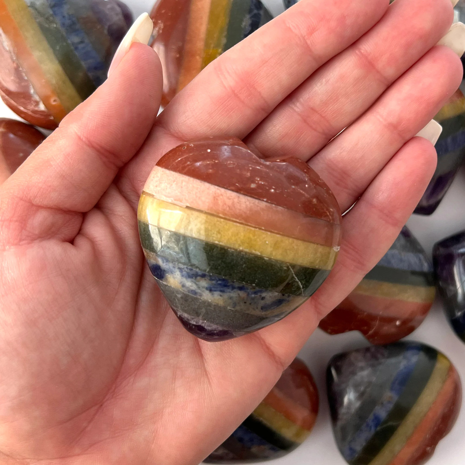 7 Chakra Bonded Heart | Balance | Harmony | Amethyst | Gray Agate | Lapis Lazuli