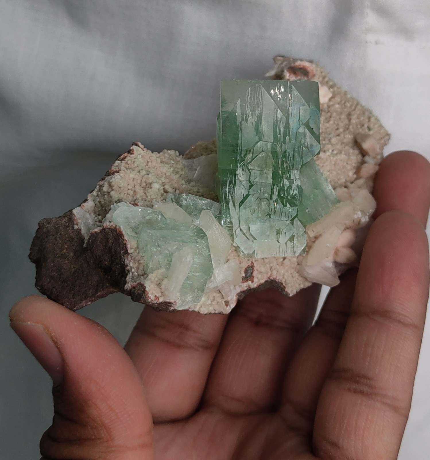 Green Apophyllite with Heulandite & Stilbite Natural Mineral specimen