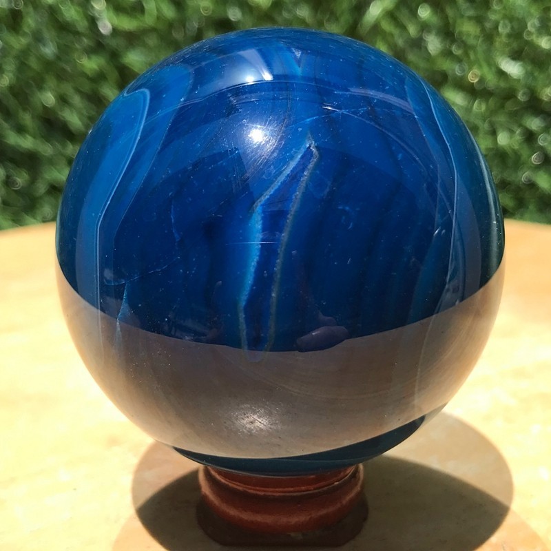 290G Rare Blue Agate Quartz Ball Crystal Sphere Mineral Specimen Healing