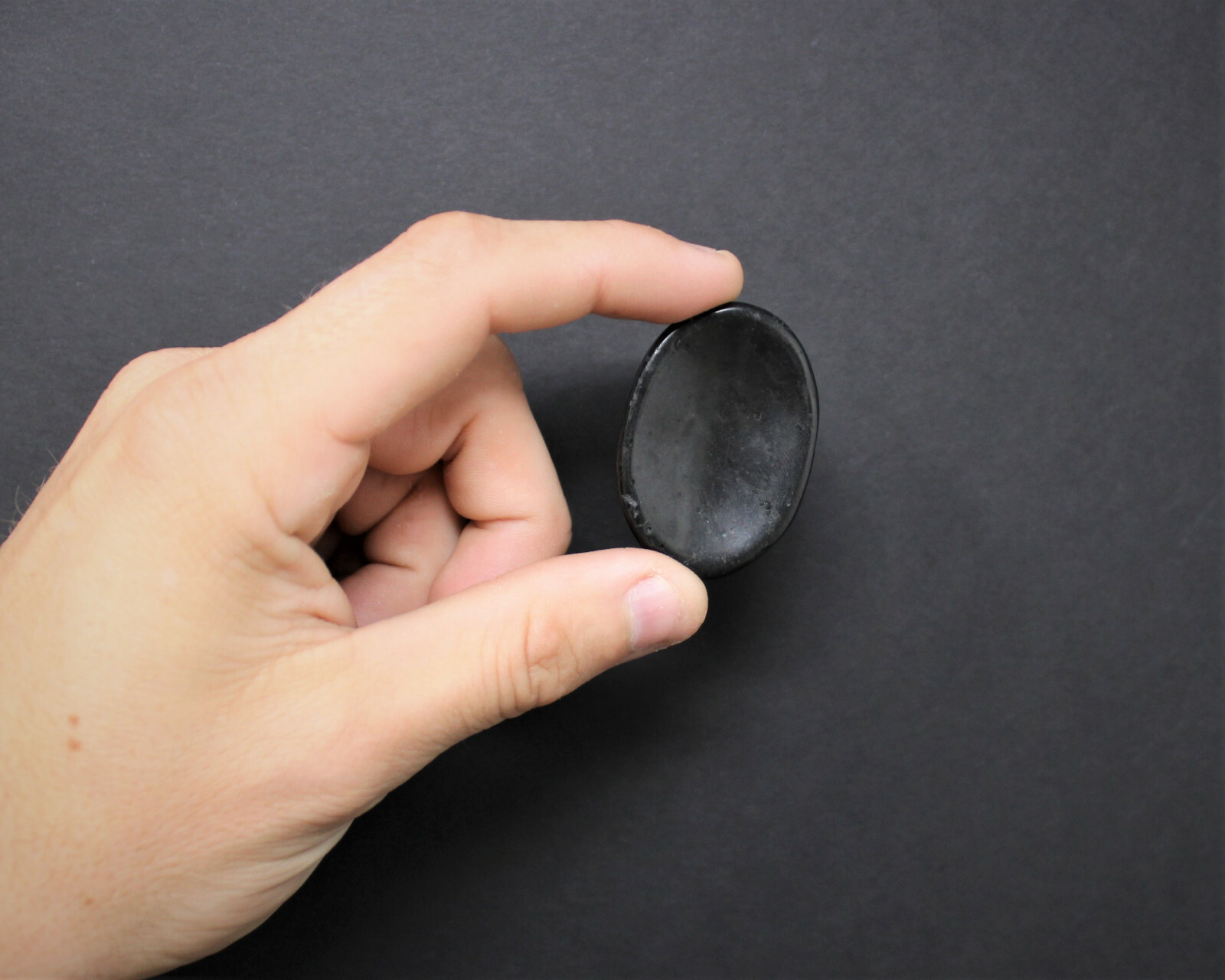 Black Tourmaline Worry Stone (Tourmaline Pocket Palm Stone, Polished Crystal)