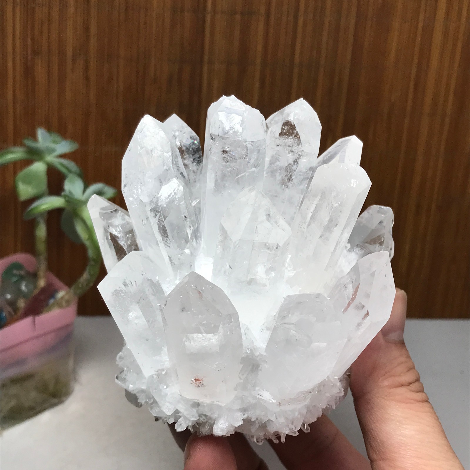 94mm Natural white quartz Crystal ore Silicon Crystal Cluster 540g A1827