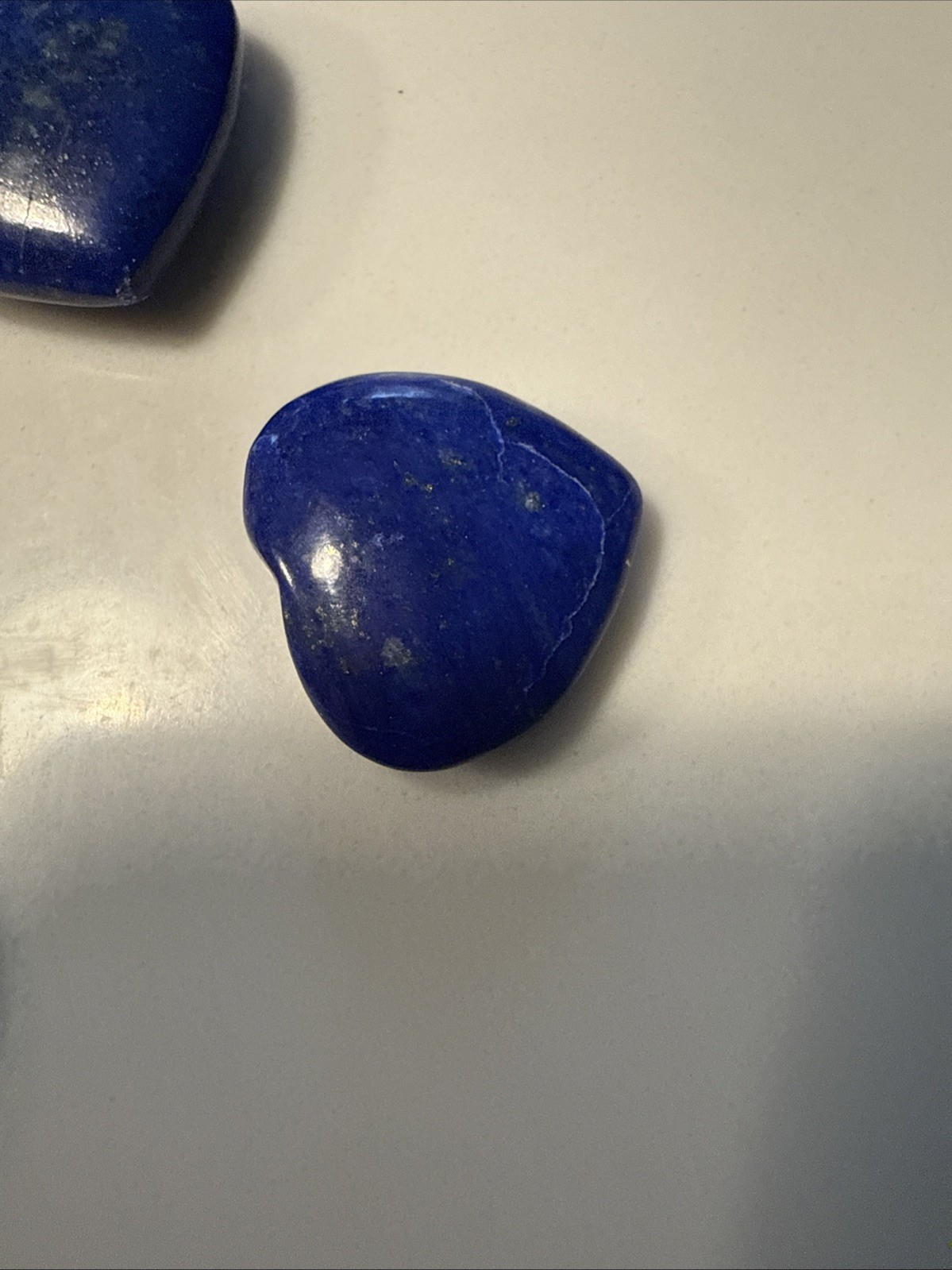 Set Of 5 Lapis Lazuli Hearts Deep Blue Rock For Jewelry( Already Drilled On Top)