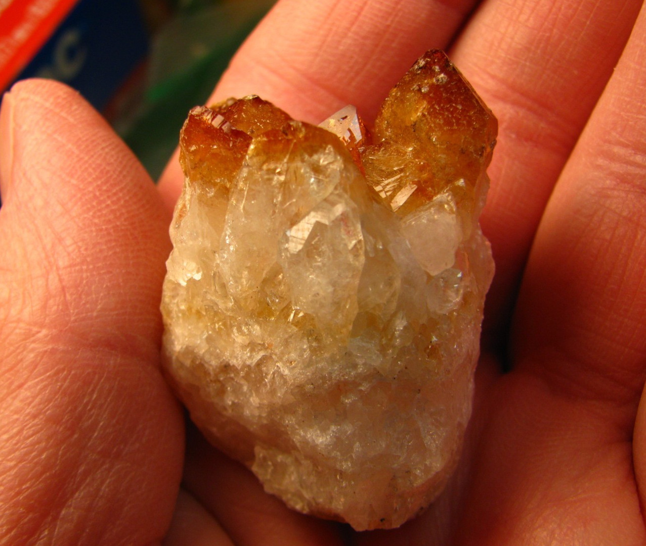 56g 1.8×1.3×1.4inch GOLDEN/YELLOW CITRINE CRYSTALS CLUSTER ON QUARTZ BRAZIL #049