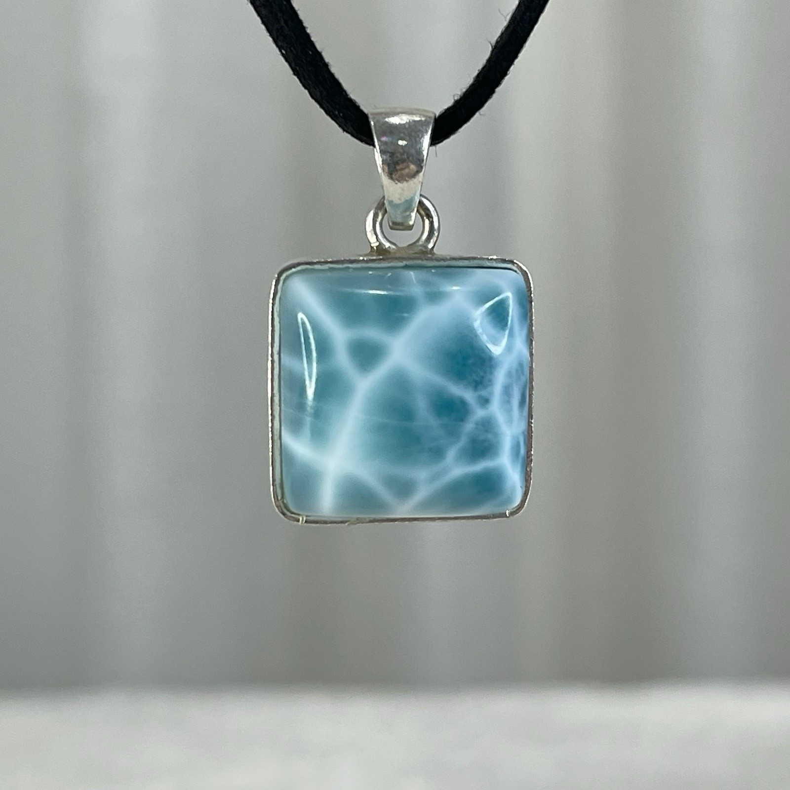 11g Larimar Necklace, Handcrafted Sterling Silver Pendant, Dominican Jewelry,